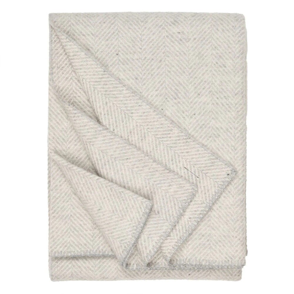 PRINCE OF SCOTS Highland Tweeds 100% Wool BIG Throw , Silver Herringbone